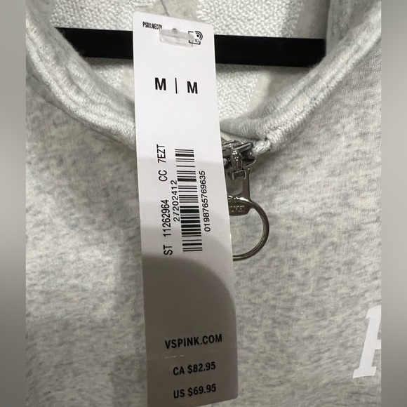 NWT!VSPINK Varsity FullZip White/Gray Fleece Jacket/VSPINK Fleece White Short-M - Picture 16 of 16